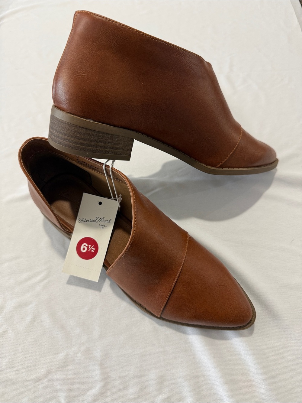 NEW Universal Thread Tan Leather-Look Slip-On Booties